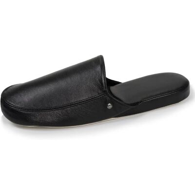 Isotoner Chausson mules cuir Homme Noir 42 Slippers - Publicité Isotoner Chausson mules cuir Homme Noir 42 Slippers - Publicité