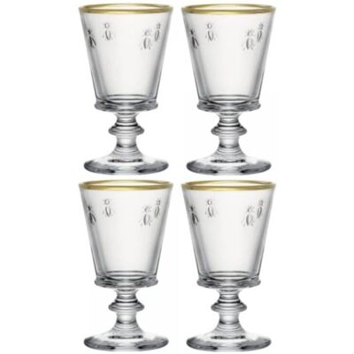 La Rochere Bee Stemmed Wine Glass Gold Rimmed 240ml Set Of 4 - wine glass La Rochere Bee Stemmed Wine Glass Gold Rimmed 240ml Set Of 4 - wine glass