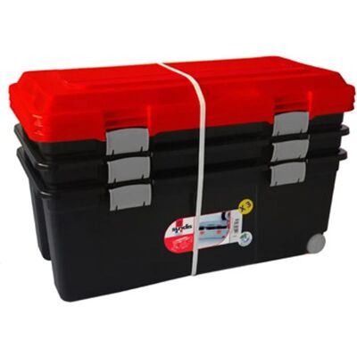 Sundis Modello - Set di 3 bauli di plastica, Arancione/Nero Sundis Modello - Set di 3 bauli di plastica, Arancione/Nero