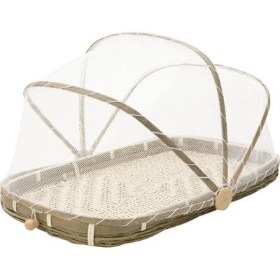 AUBRY GASPARD Plateau en bambou avec couvercle en filet - 45cm - Publicité AUBRY GASPARD Plateau en bambou avec couvercle en filet - 45cm - Publicité