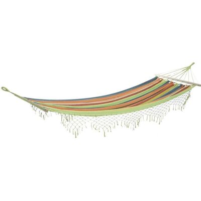 Aubry Gaspard JHA 1260 - Hamac rayé multicolore avec franges - Publicité Aubry Gaspard JHA 1260 - Hamac rayé multicolore avec franges - Publicité