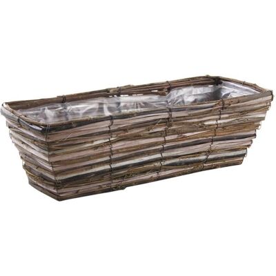 Aubry Gaspard - Jardinière en osier et bois brut - 50cm - Publicité Aubry Gaspard - Jardinière en osier et bois brut - 50cm - Publicité