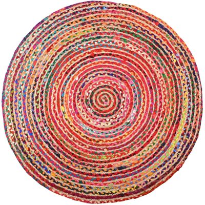 Aubry Gaspard - Tapis rond coloré en jute et coton Diam 120 - Publicité Aubry Gaspard - Tapis rond coloré en jute et coton Diam 120 - Publicité