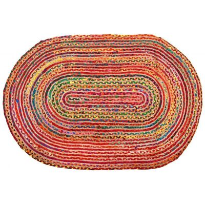 Aubry Gaspard - Tapis ovale coloré Jute et coton - Rug - Publicité Aubry Gaspard - Tapis ovale coloré Jute et coton - Rug - Publicité