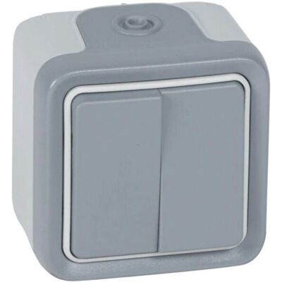 Legrand 069715 Lichtschalter - Doppel, Grau - IP55 - 10A Legrand 069715 Lichtschalter - Doppel, Grau - IP55 - 10A