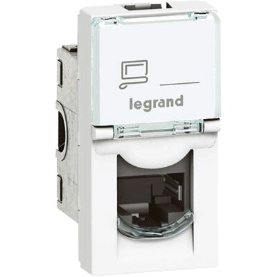 Prise réseau RJ45 Cat 6 Legrand Mosaic - Blanc - 1 Module - Publicité Prise réseau RJ45 Cat 6 Legrand Mosaic - Blanc - 1 Module - Publicité