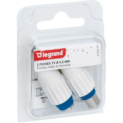 Conjunto de Conectores Coaxiais Legrand - 2, 9,52 mm - Antena & TV Conjunto de Conectores Coaxiais Legrand - 2, 9,52 mm - Antena & TV