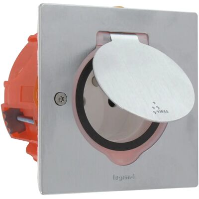 Kit de toma de tierra inoxidable Legrand - 2P+T - Enchufe eléctrico Kit de toma de tierra inoxidable Legrand - 2P+T - Enchufe eléctrico