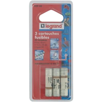 Legrand zekeringhouder - 32A Bruin - Met zekering-indicator - Set van 3 Legrand zekeringhouder - 32A Bruin - Met zekering-indicator - Set van 3