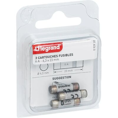 Legrand 092910 - Cartucho doméstico 6A 230V - Pack de 3 Legrand 092910 - Cartucho doméstico 6A 230V - Pack de 3
