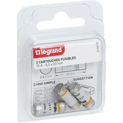 Cartouche Fusible Legrand - 230 V - 10 A - Lot de 3 - Publicité Cartouche Fusible Legrand - 230 V - 10 A - Lot de 3 - Publicité