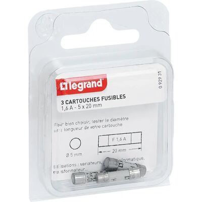 Legrand 092931 Cartouche céramique - 1,6A - 20mm - Accessoire tableau électrique - Publicité Legrand 092931 Cartouche céramique - 1,6A - 20mm - Accessoire tableau électrique - Publicité