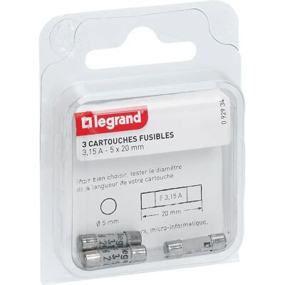 Legrand 092934 Cartouche céramique - 3,15A - Accessoire tableau électrique - Publicité Legrand 092934 Cartouche céramique - 3,15A - Accessoire tableau électrique - Publicité