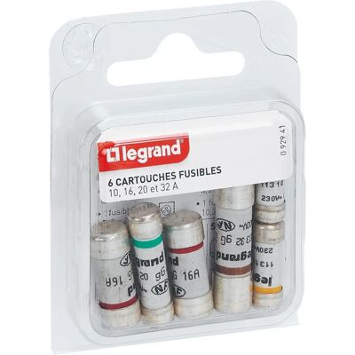 Juego de 6 cartuchos de fusibles Legrand - protección estándar Juego de 6 cartuchos de fusibles Legrand - protección estándar