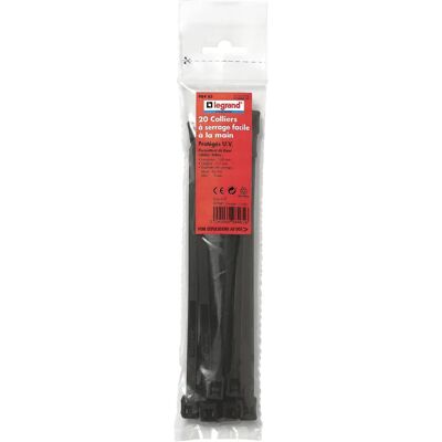 Klamra na kable Legrand - 7,6x128 - Czarna - Użytek wewnętrzny/zewnętrzny Klamra na kable Legrand - 7,6x128 - Czarna - Użytek wewnętrzny/zewnętrzny