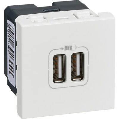 Prise double USB Mosaic Legrand - 2 modules - Blanc - Publicité Prise double USB Mosaic Legrand - 2 modules - Blanc - Publicité