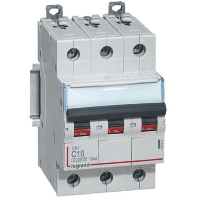 Disjoncteur Legrand 407827 - 3 Modules - 10A - Courbe C - HX³ - 6000A - Publicité Disjoncteur Legrand 407827 - 3 Modules - 10A - Courbe C - HX³ - 6000A - Publicité