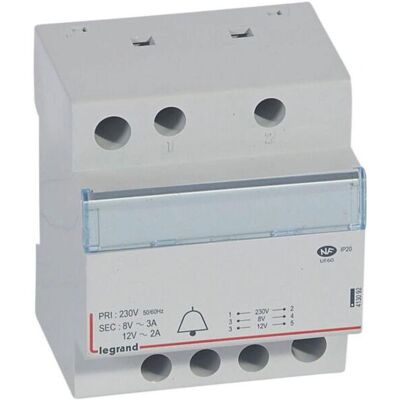 Transformador de voltaje Legrand 413092 - 24VA, 4 módulos, Gris Transformador de voltaje Legrand 413092 - 24VA, 4 módulos, Gris