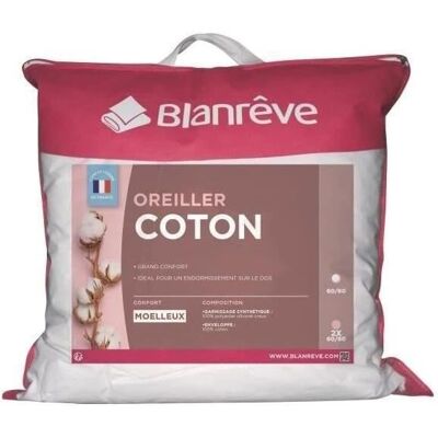 Oreiller en coton Blanreve - 60 x 60 cm - Blanc - Publicité Oreiller en coton Blanreve - 60 x 60 cm - Blanc - Publicité