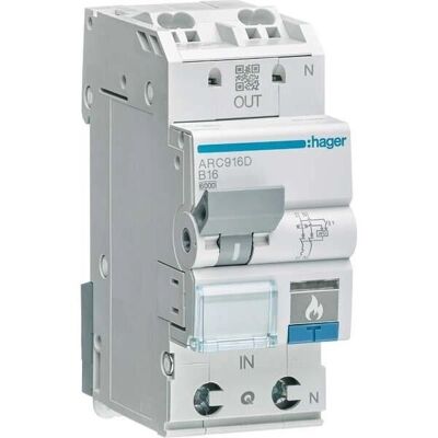 Hager ARC913D - Dispositivo de protección AFDD con interruptor LS - 13A, 6kA Hager ARC913D - Dispositivo de protección AFDD con interruptor LS - 13A, 6kA