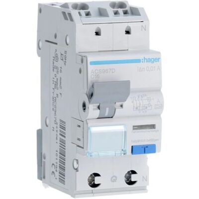 Hager ACS967D FI-Schutzschalter - Typ A 1P+N Hager ACS967D FI-Schutzschalter - Typ A 1P+N