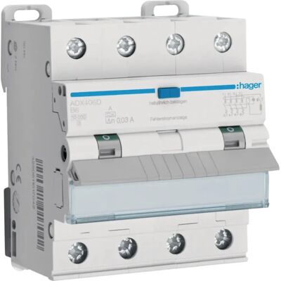 Hager ADX406D Schutzschalter - 4 Module - 10kA - B-Charakteristik Hager ADX406D Schutzschalter - 4 Module - 10kA - B-Charakteristik