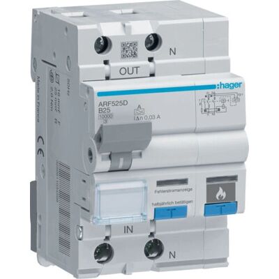 Hager ARF525D Disjoncteur - AFDD & RCD - 230V, 25A - Publicité Hager ARF525D Disjoncteur - AFDD & RCD - 230V, 25A - Publicité