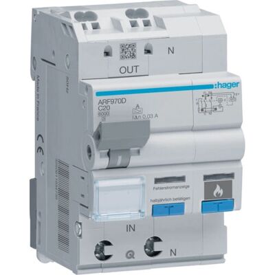 Hager ARF970D Schutzschalter - Fehlerlichtbogen-Schutz 2-3 Module Hager ARF970D Schutzschalter - Fehlerlichtbogen-Schutz 2-3 Module