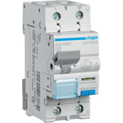 Hager ADA556D - FI/LS-Schalter 1P+N 10kA C-6A 30mA ADA556D - Elektrische Gehäusezubehör Hager ADA556D - FI/LS-Schalter 1P+N 10kA C-6A 30mA ADA556D - Elektrische Gehäusezubehör