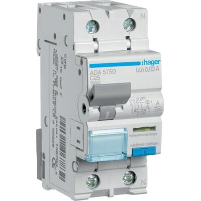 Hager ADA575D Elektrische Gehäusezubehör - FI/LS-Schalter 1P+N Hager ADA575D Elektrische Gehäusezubehör - FI/LS-Schalter 1P+N