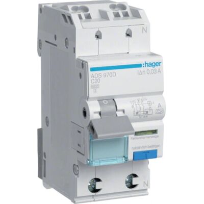 Hager ADS970D Disyuntor diferencial - 2 módulos Hager ADS970D Disyuntor diferencial - 2 módulos