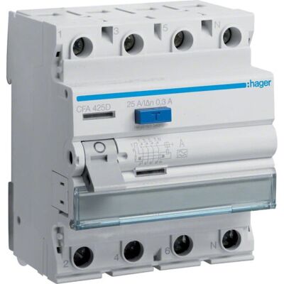 Hager CFA425D Interruptor diferencial 4 polos - Dispositivo de protección eléctrica Hager CFA425D Interruptor diferencial 4 polos - Dispositivo de protección eléctrica