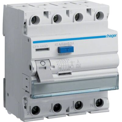 Hager CFA440D FI-Schutzschalter - 4-polig 40A 400V Hager CFA440D FI-Schutzschalter - 4-polig 40A 400V