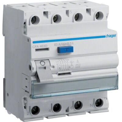 Hager CFA463D Interruptor Diferencial 4 polos - 63A, 400V Hager CFA463D Interruptor Diferencial 4 polos - 63A, 400V