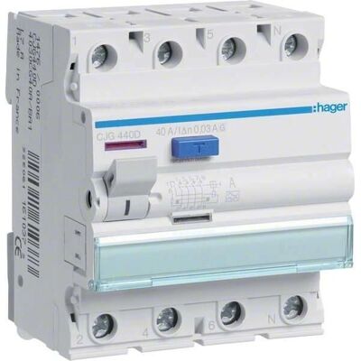 Hager CJG440D 4P 40A 30mA G Fehlerstrom-Schutzschalter - Residual Current Device (RCD) / FI-Schutzschalter Hager CJG440D 4P 40A 30mA G Fehlerstrom-Schutzschalter - Residual Current Device (RCD) / FI-Schutzschalter