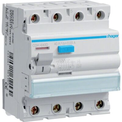 Hager CDH440D - Fehlerstromschutzschalter - 4-polig - 40A/30mA - DIN-Schiene Hager CDH440D - Fehlerstromschutzschalter - 4-polig - 40A/30mA - DIN-Schiene