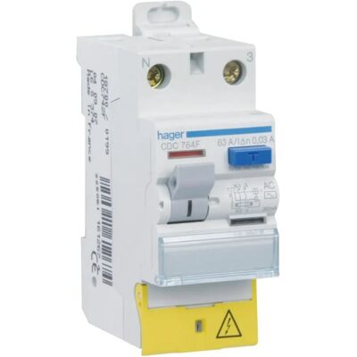 Hager CDC764F - Interrupteur différentiel AC 63A 2P 30mA - Publicité Hager CDC764F - Interrupteur différentiel AC 63A 2P 30mA - Publicité