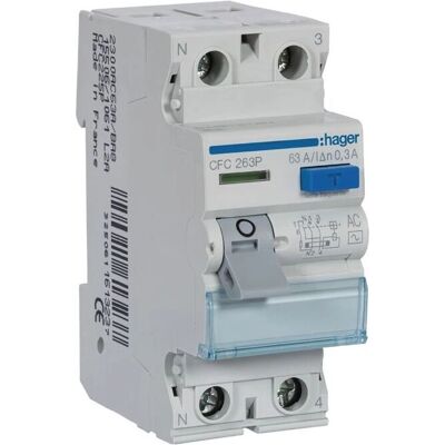 Hager - CFC263P - 2P - 63A 300mA - Residual current device - Publicité Hager - CFC263P - 2P - 63A 300mA - Residual current device - Publicité
