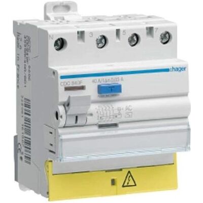 Hager CDC840F - Interrupteur différentiel 40A - 500V - Type AC - Publicité Hager CDC840F - Interrupteur différentiel 40A - 500V - Type AC - Publicité