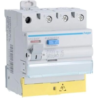 Hager CFC840F - 3 pôles + N - 40A - 300mA Disjoncteur différentiel - Gris - Publicité Hager CFC840F - 3 pôles + N - 40A - 300mA Disjoncteur différentiel - Gris - Publicité