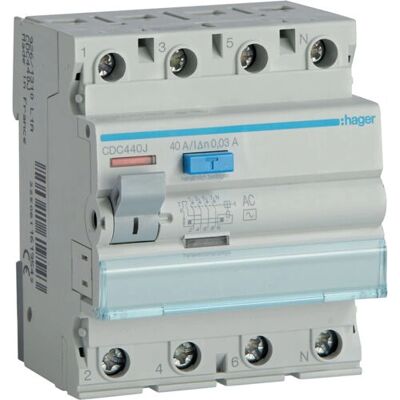 Hager CDC440J Interruptor diferencial - Accesorio para carcasa eléctrica Hager CDC440J Interruptor diferencial - Accesorio para carcasa eléctrica