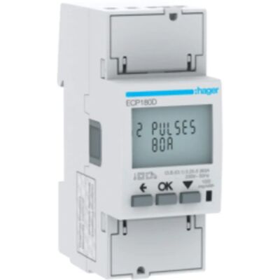 Hager ECP180D 1-Phasen Energiezähler - 80A, Digitalanzeige Hager ECP180D 1-Phasen Energiezähler - 80A, Digitalanzeige