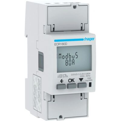 Hager ECR180D - Elektronischer Energiezähler 1-phasig - MID Hager ECR180D - Elektronischer Energiezähler 1-phasig - MID
