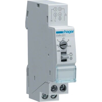 Hager EMN001 Elektronischer Treppenlichtzeitschalter - Zubehör für Schaltschrank Hager EMN001 Elektronischer Treppenlichtzeitschalter - Zubehör für Schaltschrank
