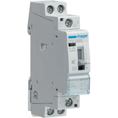 Hager ETC225S Silent Contactor for Electrical Enclosures - 25A, 230V Hager ETC225S Silent Contactor for Electrical Enclosures - 25A, 230V