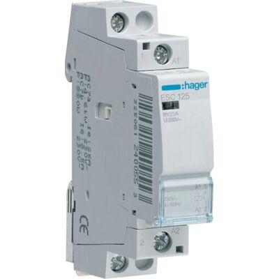 Relé de potência Hager ESC125 - 25A 1 NO - Montagem compacta Relé de potência Hager ESC125 - 25A 1 NO - Montagem compacta