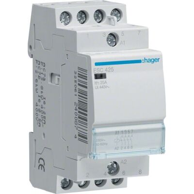 Hager ESC425 Elektromos relé - 4NO - 400V - 25A - DIN sín Hager ESC425 Elektromos relé - 4NO - 400V - 25A - DIN sín