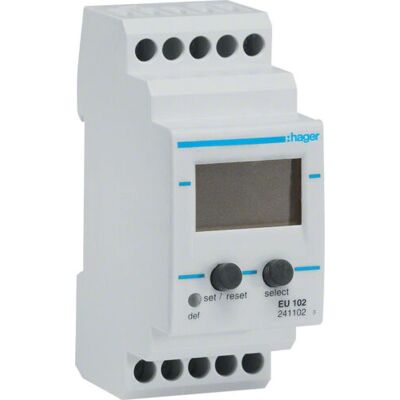 Hager EU102 Relè di controllo - Tensione 1ph, LCD, Montaggio DIN Hager EU102 Relè di controllo - Tensione 1ph, LCD, Montaggio DIN