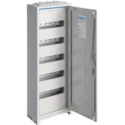 Hager FWB51S Armario de distribución - 5 filas, 12 módulos, acero, IP44 Hager FWB51S Armario de distribución - 5 filas, 12 módulos, acero, IP44
