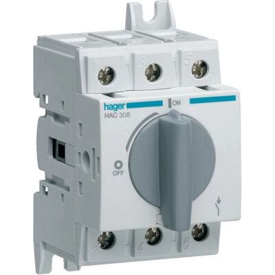 Accesorio para caja eléctrica Hager HAC308 - Interruptor 3 polos 80A Accesorio para caja eléctrica Hager HAC308 - Interruptor 3 polos 80A